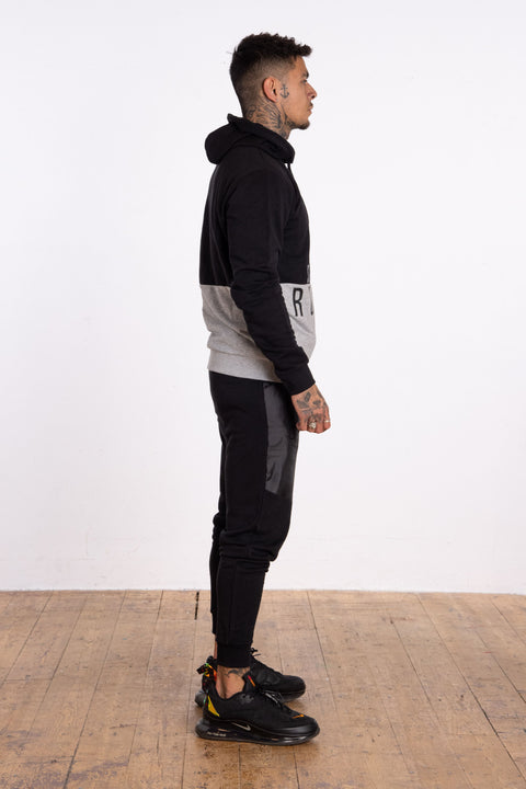 Split Print Hoody - Black - Serious Royalty