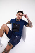 Utility Combat T-Shirt Large Zip Cargo Chest Pocket - Navy - Serious Royalty